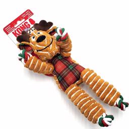 Kong Holiday Floppy Knots Rensdyr med Rødternet Sweater & Brunt Gevir
